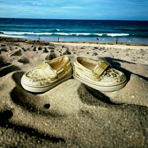 Sperry Top Siders Cheetah Gold Sparkle Pre-Walker Boat Shoes One Month U…